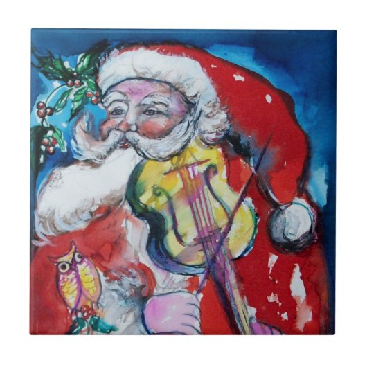 SANTA CLAUS MET VIOLIN TEGELTJE (Voorkant)
