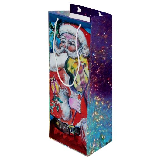 SANTA CLAUS MET VIOLIN WIJN CADEAUTAS (Achterkant Gekanteld)
