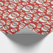 santa claus met vrolijke kerstglimlach cadeaupapier (Hoek)