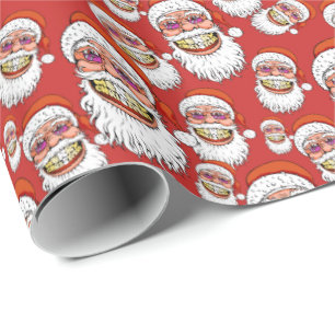 santa claus met vrolijke kerstglimlach cadeaupapier