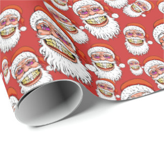 santa claus met vrolijke kerstglimlach cadeaupapier