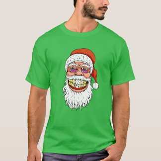 santa claus met vrolijke kerstglimlach t-shirt