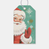 Santa Claus Mid Century Aqua & Snow Cadeaulabel (Voorkant)