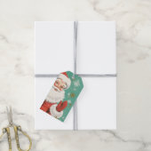 Santa Claus Mid Century Aqua & Snow Cadeaulabel (Met Touw)