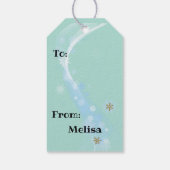 Santa Claus Mid Century Aqua & Snow Cadeaulabel (Achterkant)