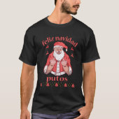 Santa Claus Middle Finger Feliz Navidad Putos Ugly T-shirt (Voorkant)