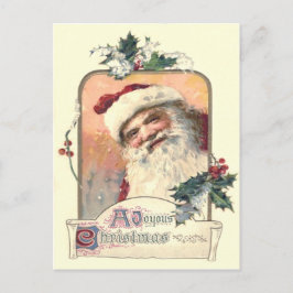 Santa Claus Mistletoe Holly Feestdagenkaart