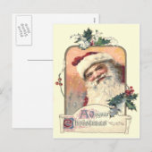 Santa Claus Mistletoe Holly Feestdagenkaart (Voorkant / Achterkant)