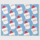 Santa Claus Modern Minimalistisch Blauw Cadeaupapier (Vlak)