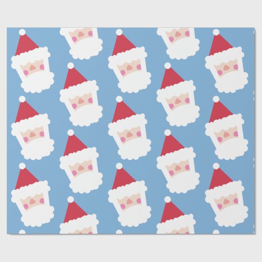 Santa Claus Modern Minimalistisch Blauw Cadeaupapier (Vlak)