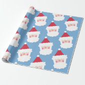 Santa Claus Modern Minimalistisch Blauw Cadeaupapier (Uitgerold)