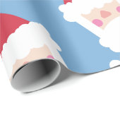 Santa Claus Modern Minimalistisch Blauw Cadeaupapier (Rol Hoek)