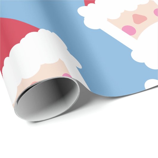 Santa Claus Modern Minimalistisch Blauw Cadeaupapier (Rol Hoek)
