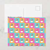 Santa Claus modern neon multicolor fotocollage Briefkaart (Voorkant / Achterkant)