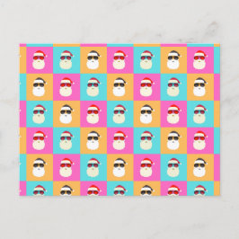 Santa Claus modern neon multicolor fotocollage Briefkaart