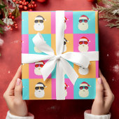 Santa Claus modern neon multicolor fotocollage Cadeaupapier