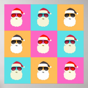 Santa Claus modern neon multicolor fotocollage Poster