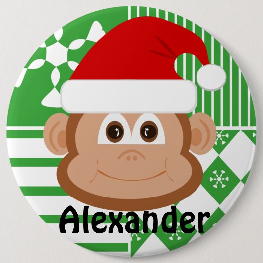 Santa Claus Monkey - Aangepaste Button voor stoppe (Voorkant)