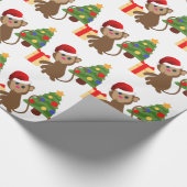 santa claus monkey emoji cadeaupapier (Hoek)
