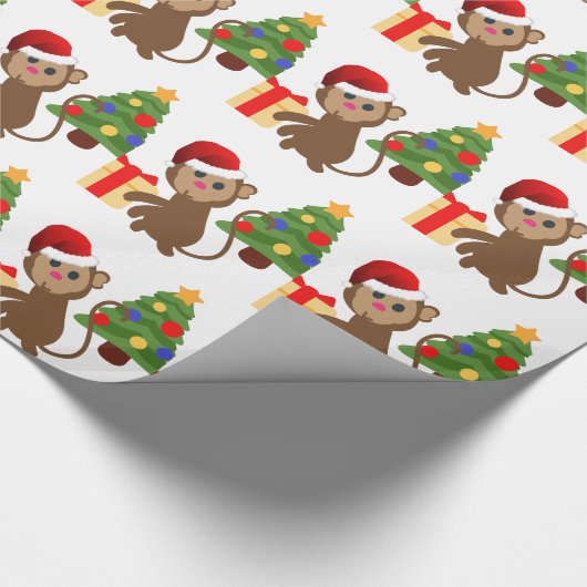 santa claus monkey emoji cadeaupapier (Hoek)