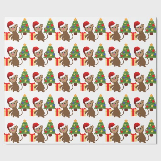 santa claus monkey emoji cadeaupapier (Vlak)