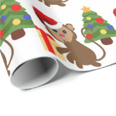 santa claus monkey emoji cadeaupapier (Rol Hoek)