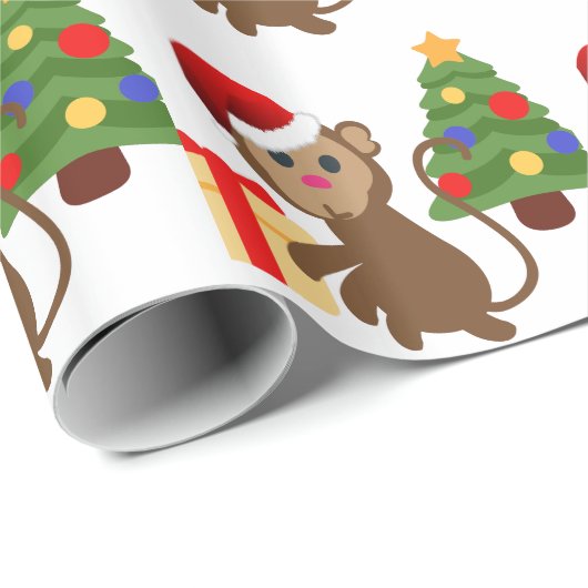 santa claus monkey emoji cadeaupapier (Rol Hoek)