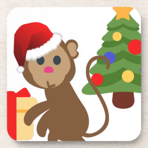 santa claus monkey emoji drankjes onderzetter