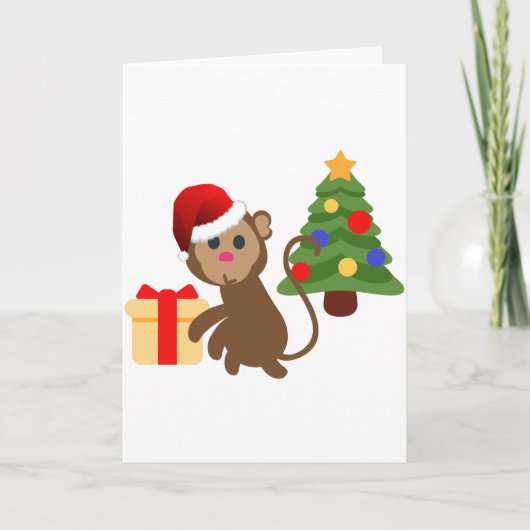 santa claus monkey emoji feestdagen kaart (Voorkant)