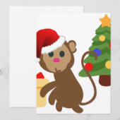 santa claus monkey emoji feestdagenkaart (Voorkant / Achterkant)