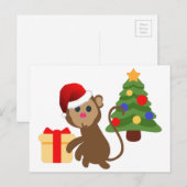 santa claus monkey emoji feestdagenkaart (Voorkant / Achterkant)