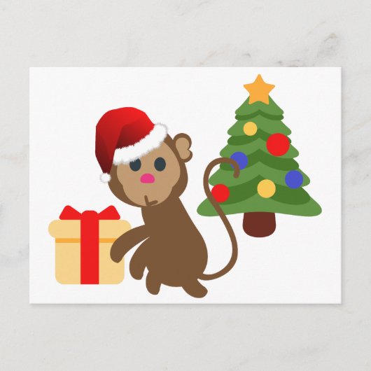 santa claus monkey emoji feestdagenkaart (Voorkant)