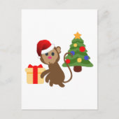 santa claus monkey emoji feestdagenkaart (Voorkant)