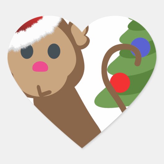 santa claus monkey emoji hart sticker (Voorkant)