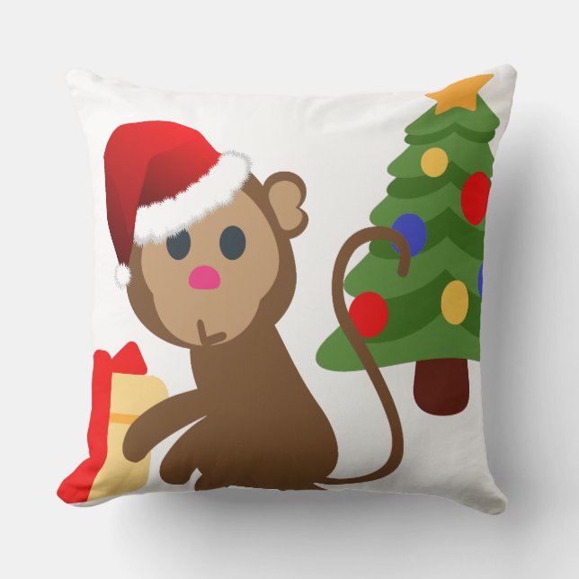 santa claus monkey emoji kussen (Voorkant)
