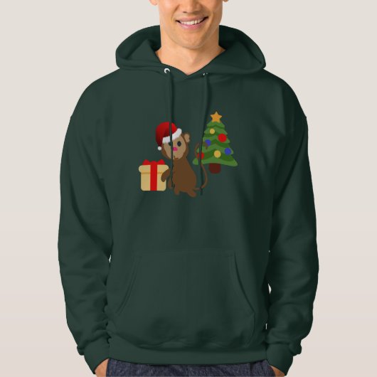santa claus monkey emoji mannen gevlekt sweatshirt (Voorkant)