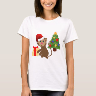 santa claus monkey emoji t-shirt