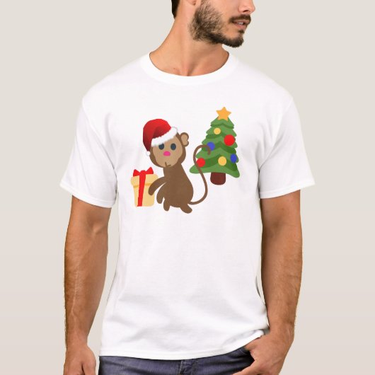 santa claus monkey emoji t-shirt (Voorkant)