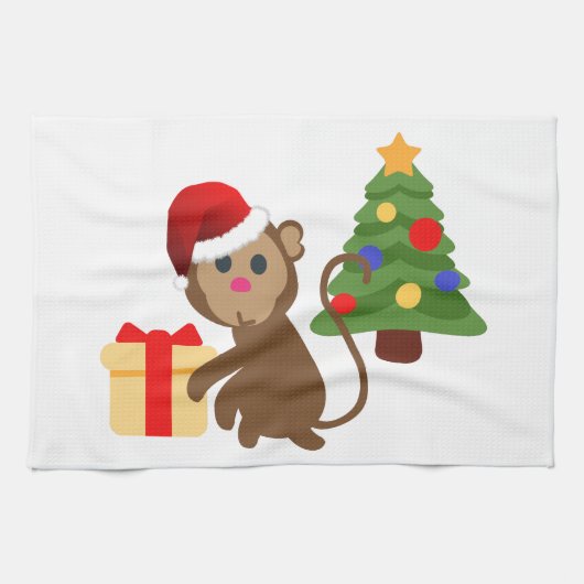 santa claus monkey emoji theedoek (Horizontaal)