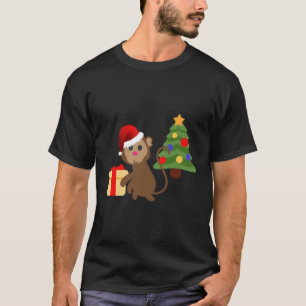 Santa Claus Monkey Emoji voor Kerstmis T-shirt
