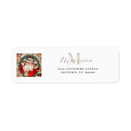 Santa Claus Monogram retour adres label (Voorkant)