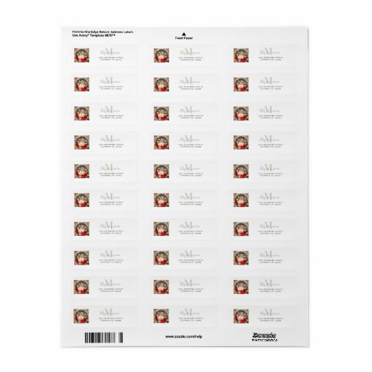  Santa Claus Monogram retour adres label (Full Sheet)