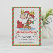 Santa Claus Moose Cartoon Illustratie Kaart (Staand voorkant)