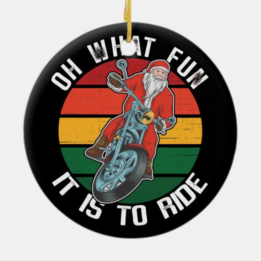 Santa Claus Motorcycle Biker... Wat leuk is het? Keramisch Ornament (Achterkant)