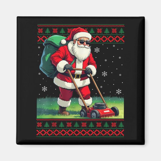 Santa Claus Mowing Lawn Ugly Christmas Holiday Boy Magneet (Voorkant)