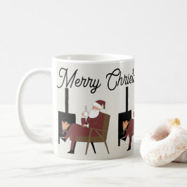 Santa Claus mug in front of the fireplace Koffiemok