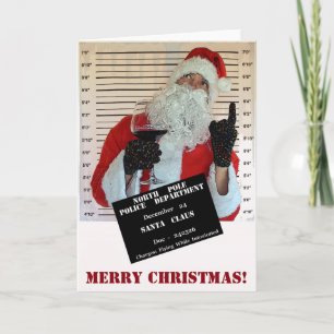 Santa Claus Mugshot Christmas Wenskaart! Feestdagen Kaart