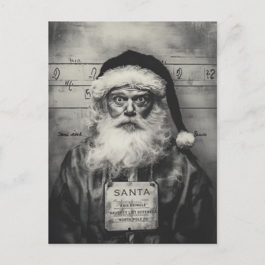 Santa Claus Mugshot: Naughty List Gone Wrong Briefkaart (Voorkant)