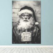 Santa Claus Mugshot: Naughty List Gone Wrong Canvas Afdruk (Insitu (Houten vloer))