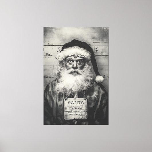 Santa Claus Mugshot: Naughty List Gone Wrong Canvas Afdruk (Voorkant)